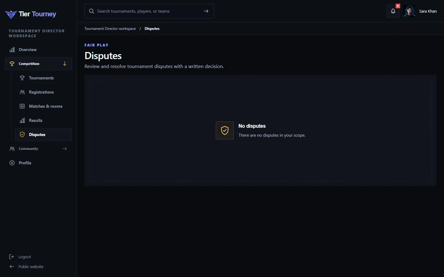 Dispute queue - Tier Tourney screenshot