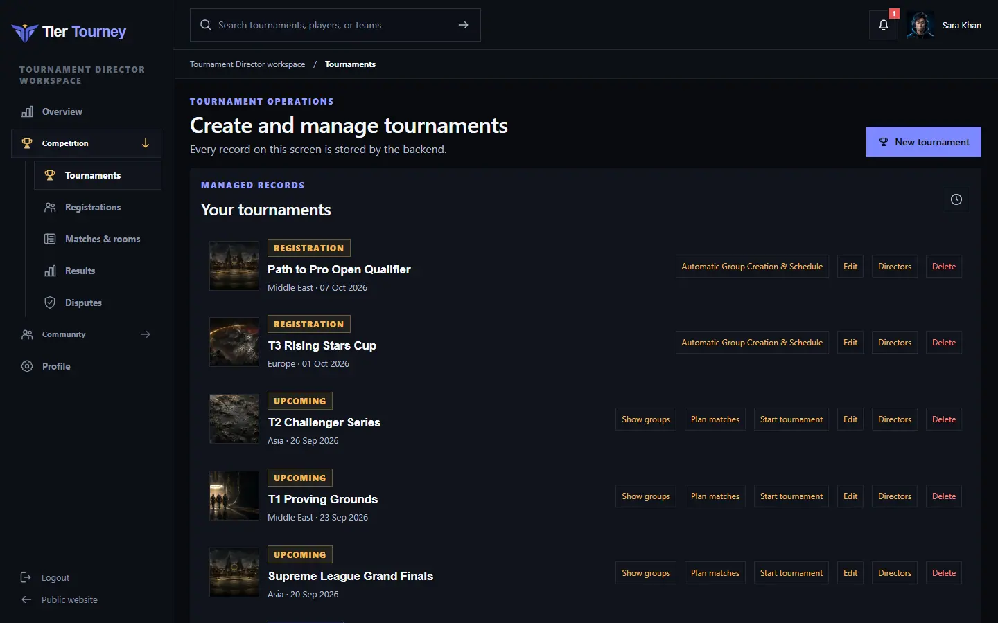 Assigned tournaments - Tier Tourney screenshot