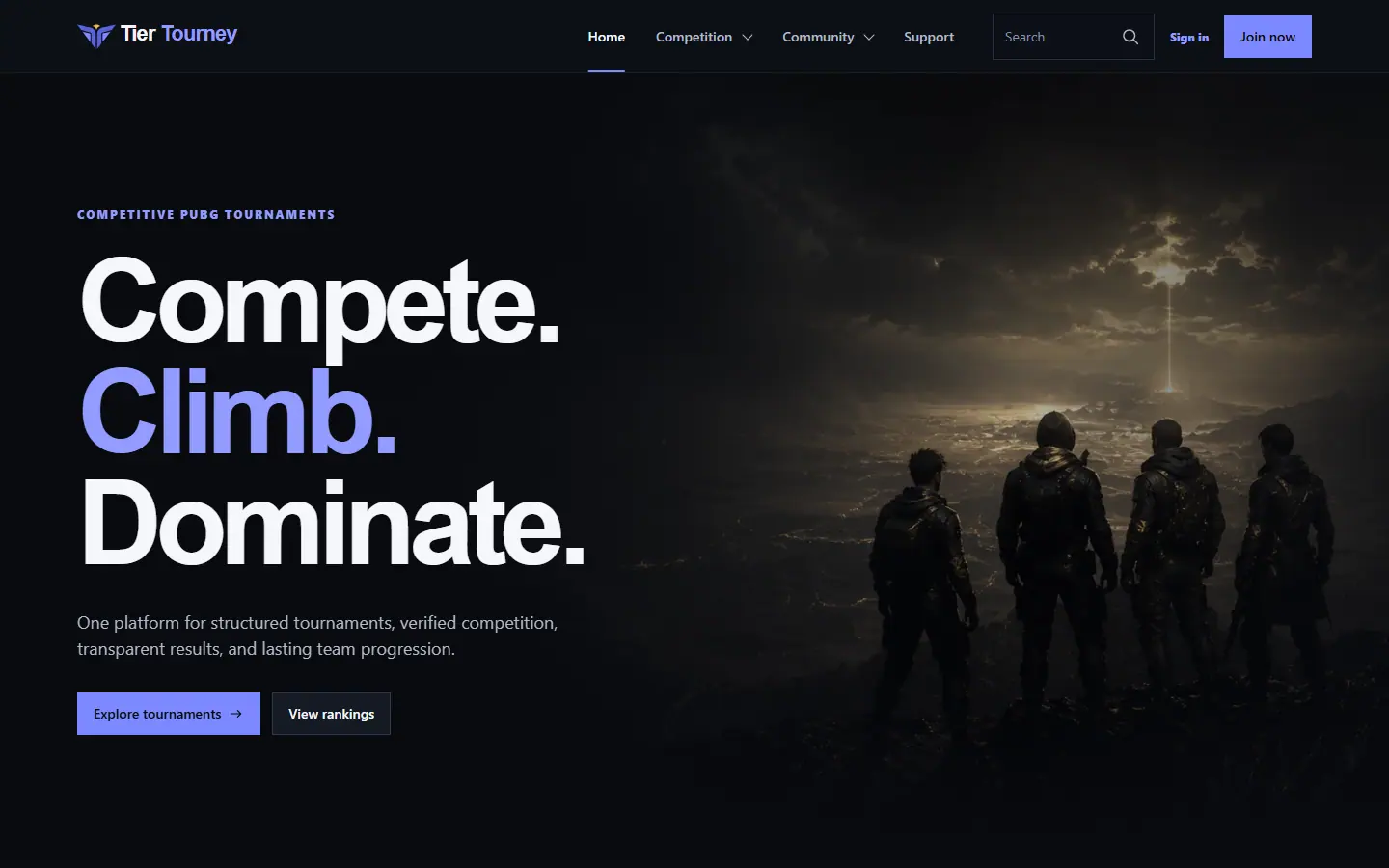 Home page - Tier Tourney screenshot