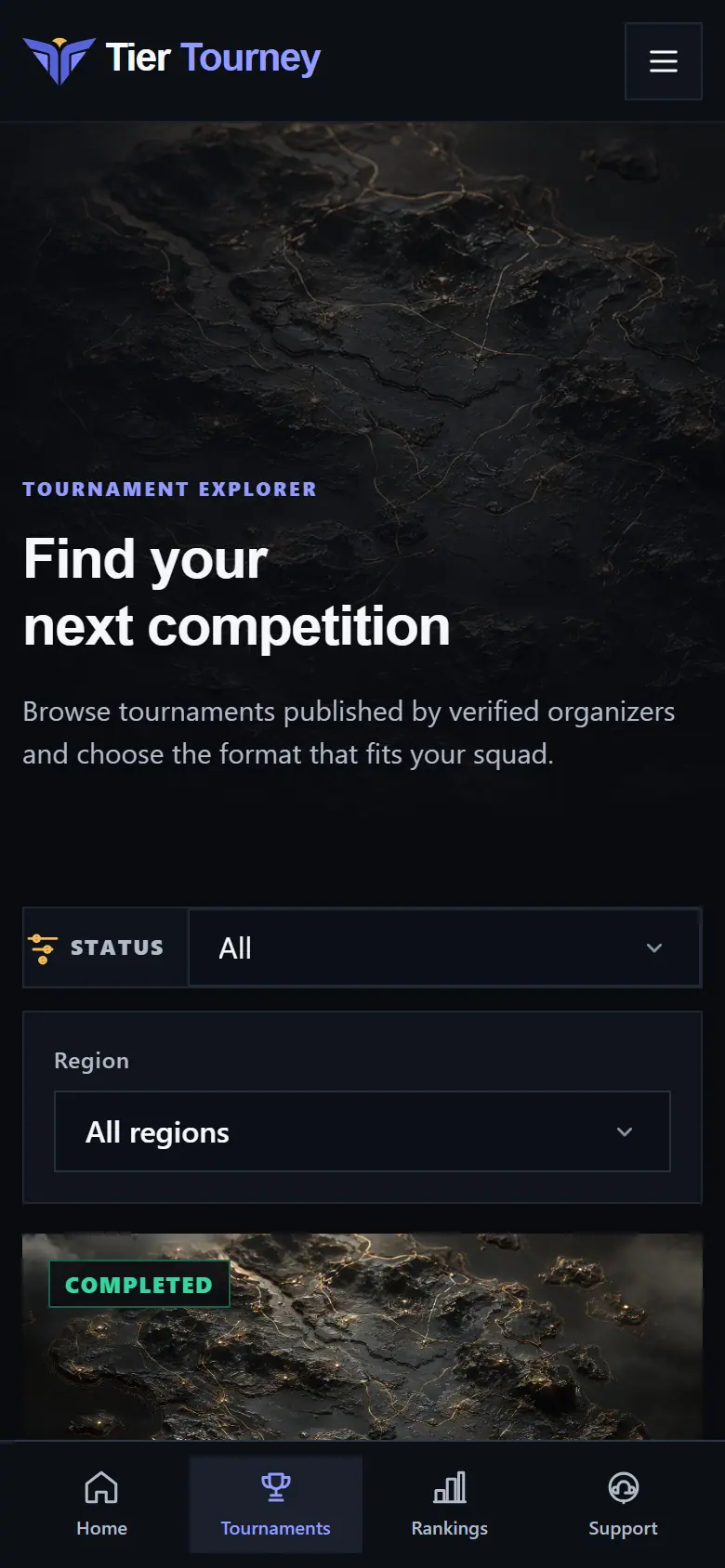 Mobile tournaments - Tier Tourney screenshot