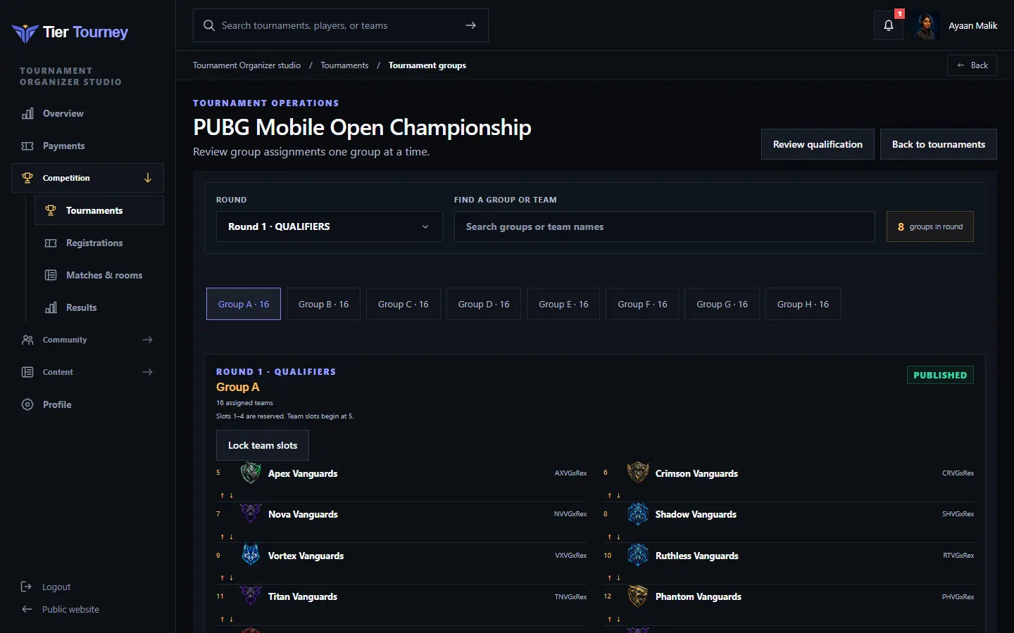 Managed groups - Tier Tourney screenshot