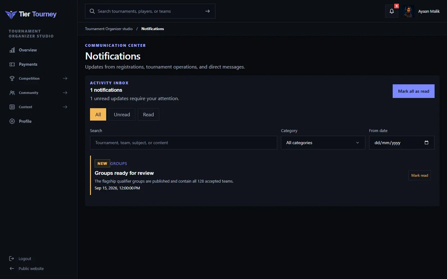 Communication centre - Tier Tourney screenshot