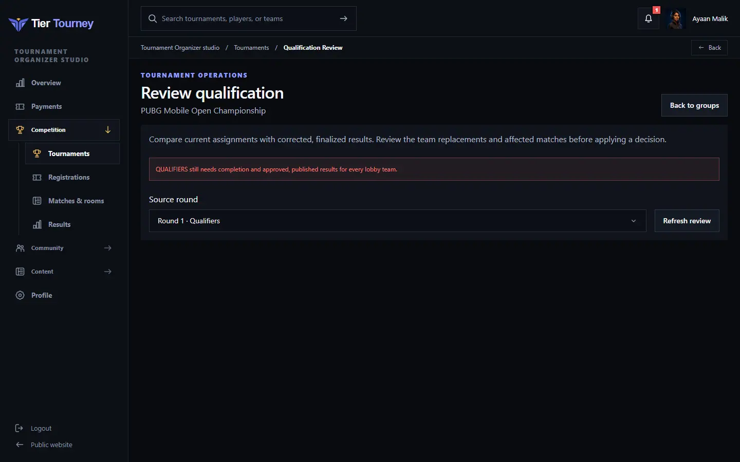 Review qualification - Tier Tourney screenshot