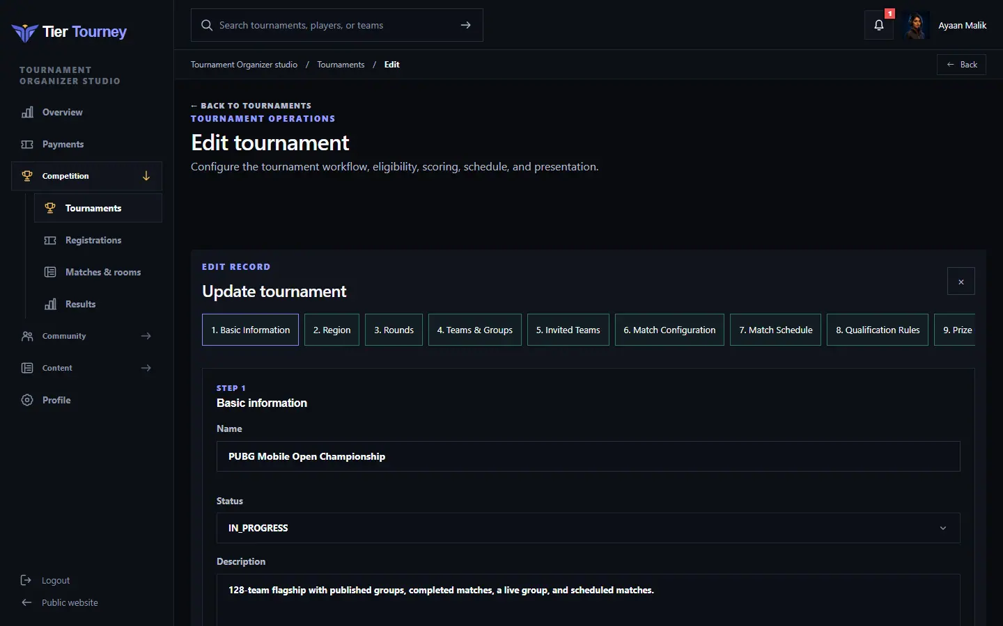 Edit tournament - Tier Tourney screenshot