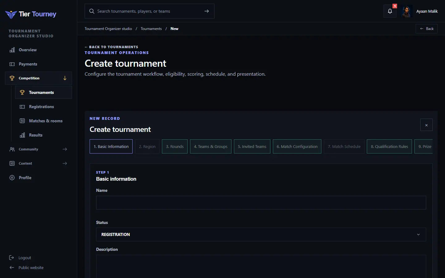 Create tournament - Tier Tourney screenshot