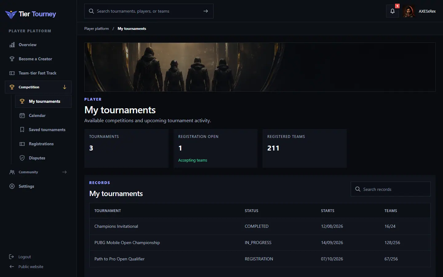 My tournaments - Tier Tourney screenshot
