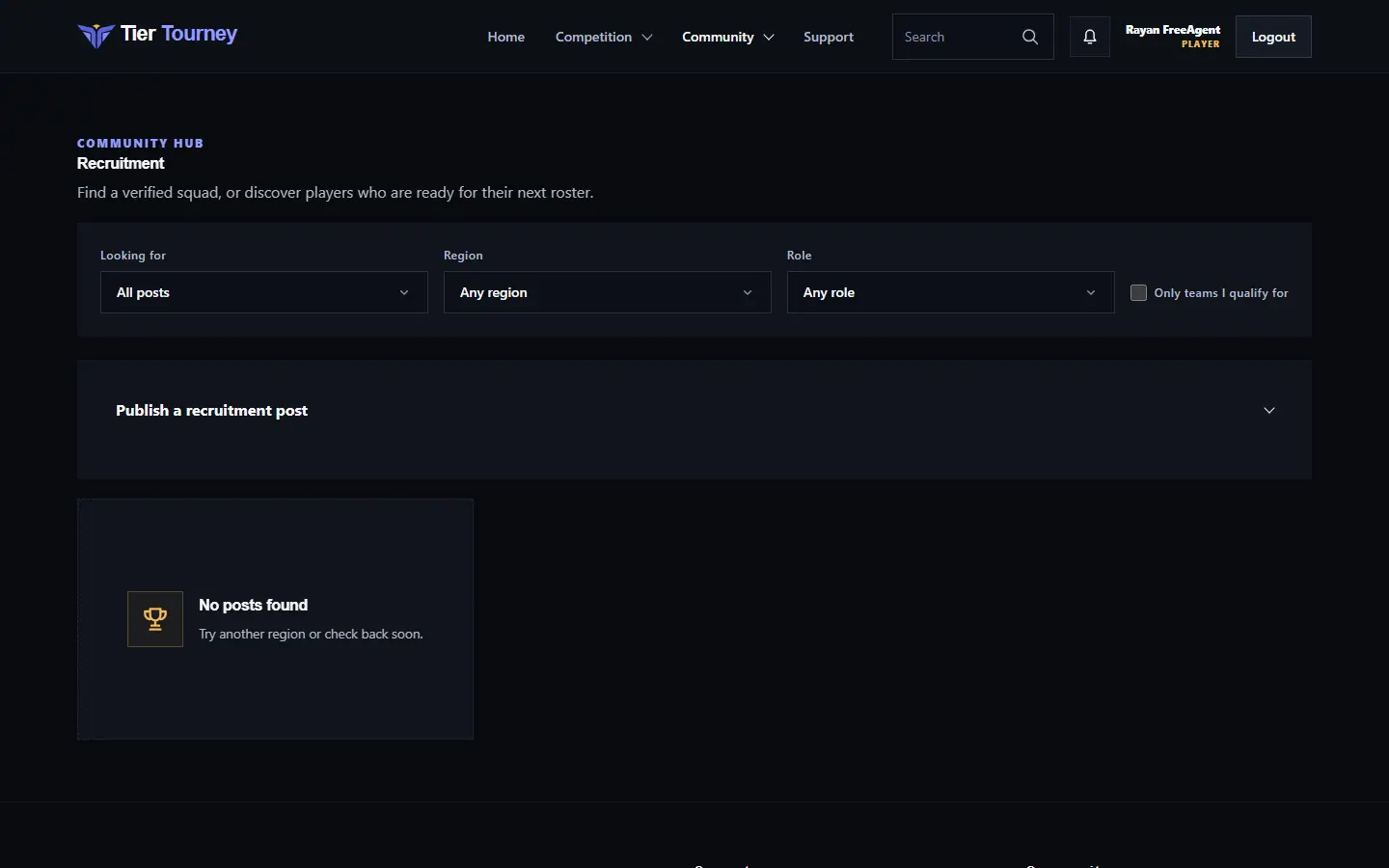 Recruitment community - Tier Tourney screenshot