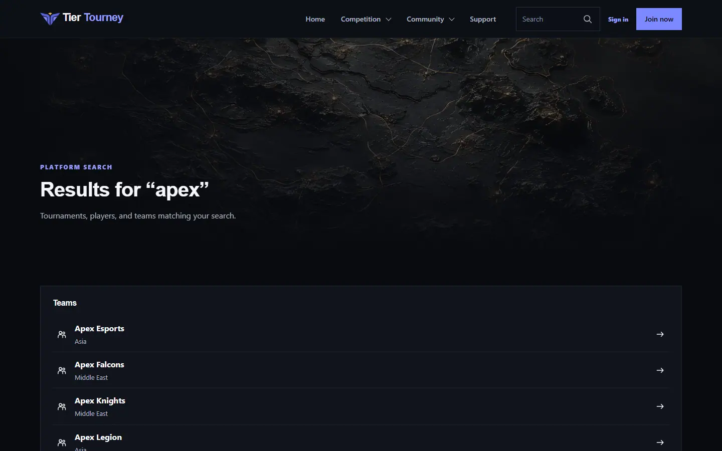 Search results - Tier Tourney screenshot